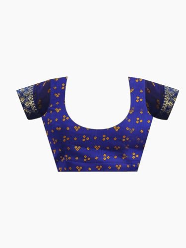 SAMAH Women's Bandhani Printed | Leheriya Printed Chiffon Saree with Unstitched Blouse Piece