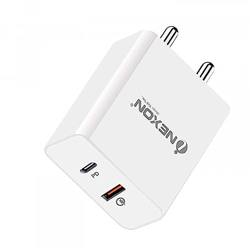 Image of 20W Dual Port USB & Type C PD Fast Charger FOR Samsung Galaxy S21 FE 5G 20W QC + PD USB Wall Fast Charger, Quick Charge 3.0 & Power Delivery 3.0 | 20W Dual Output Fast Charger /Adapter with QC & PD Technology USB 18W QC 3.0 Block for Samsung Galaxy, Note, Redmi, Mi, Oneplus, Oppo, Vivo Smartphones WITH 1 METER TYPE-C TO C CABLE - XH1, WHITE