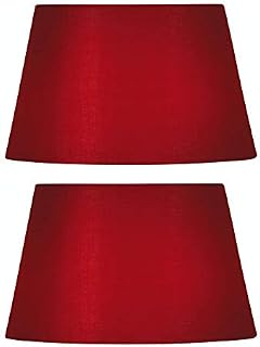 2 Pack - Beige 12" Cotton Drum Vintage Tapered Fabric Lampshade with Reversible Gimble & Shade Reducing Ring to Fit All Types of Lampholders - Sold in Pairs