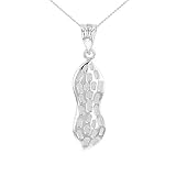 Textured 925 Sterling Silver Peanut Pendant Necklace, 16'