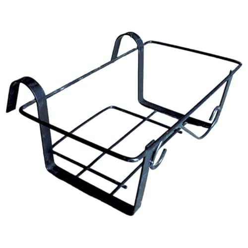 LoviStore Balconiera Rinforzata Fissa in Ferro Battuto Made in Italy, Portavaso Rettangolare per Balcone e Ringhiera, Fioriera in Acciaio Zincato Verniciato Nero, Portata 25 kg (40 cm)