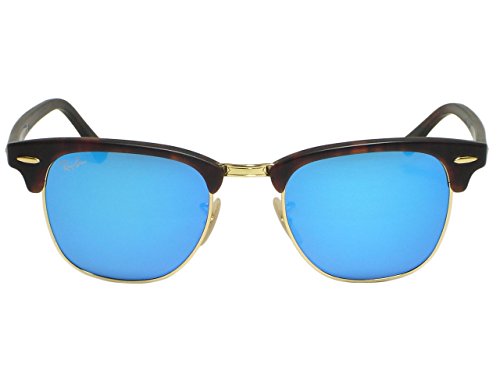 Ray Ban RB3016 Clubmaster 1145/17 Sand Havana Blue Mirror Sunglasses 47mm2