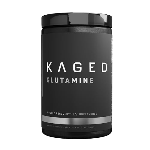 Kaged Muscle, L-Glutamine Powder 500 Gram, Vegan, Support Muscle Recovery, Post Workout, Glutamine, Banned-Substance Free, Unflavored, 100 Servings