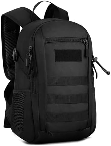 Wowelife Mini Tactical Backpack 10L Small Military Day Pack School Bag for Hunting Camping Trekking Travel, Black, S, Traveling
