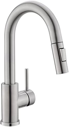 CENOSA Modern Bar Sink Faucet for Kitchen Sink Single Handle with Pull Out Sprayer Hot and Cold Prep Sink Faucet Brushed Nickel