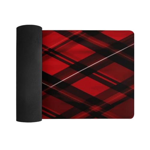 Red and Black Plaid Desk Pad Large Office Desk Mat Rubber miniatura 3