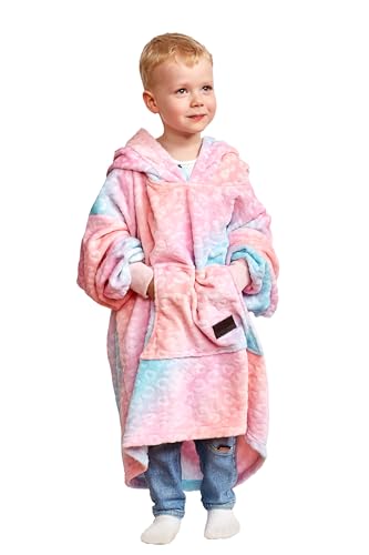 Image of Catalonia Oversized Blanket Hoodie Sweatshirt, Fleece Pullover with Large Front Pocket, for Adults Men Women, Cat Rainbow, 4-12 Years