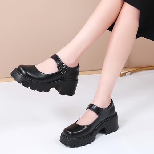 Mary Jane Shoes Women Platform Mary Janes for Women Round Toe Chunky Heels Women's Pumps Fashion Classic Comfortable Dressy Business Casual Shoes Dress Shoes3