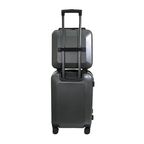 Image of Nautica Unisex 31L Cabin Trolley and Vanity Case Luggage Set | Robust ABS & Logo Print PU Hardshell Travel Combo | Smooth 8-Spinner Wheels | Lightweight Luggage for Weekend Trips and Vacations | Grey