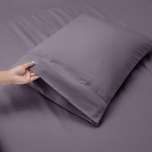 Image of Nestl Twin Size Sheet Set, 4 Piece Extra Deep Pocket (18-24 inches), Microfiber, Hotel Luxury, Soft, Breathable, Wrinkle-Free, Easy to Care, Grayish Purple