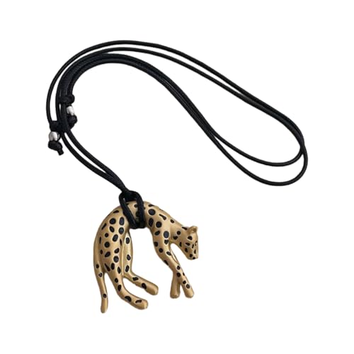 Colgante retro de leopardo en collar de aleación resistente para mujer