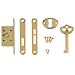 S-20 Full Mortise Antique Gold Plated Jewelry Box & Small Door Lock with Key & Keyhole Vintage Furniture + Free Bonus (Skeleton Key Badge)