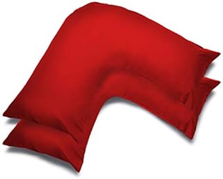 Roy Textile Plain Dyed Orthopedic Cotton-Blend V Shaped Neck & Back Support Pillow Covers Pack of 2 - Standard UK V Shape Pillowcases Pair (Black)