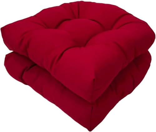 Juego de 2 cojines para sillas de comedor al aire libre con cojines capitoné en forma de U, cojines de suelo de 19 x 19 pulgadas, para muebles de jardín, cocina y comedor, cojines impermeables para