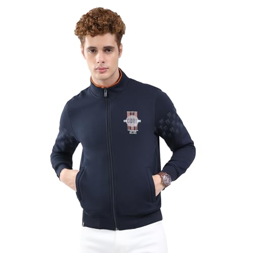 Image of Monte Carlo Men's Regular Fit Sweatshirt | Mock Neck | Printed Pattern | Zip Closure | Full Sleeve | Warm Winter Sweatshirt | Stylish Casual Layering for Men