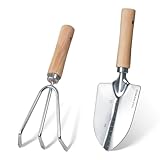 HoHaing Gartenwerkzeug Set, 2 Stück Edelstahl Heavy Duty Gartengeräte Gartengeräte Gartenset mit Holzgriff Garten Handwerkzeuge, Langlebige Gartengeräte für Gartenarbeit, Gartengeschenke für Frauen