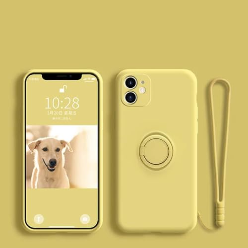 Support magnétique iPhone 13 Pro Max jaune anti-chute en silicone