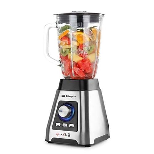 Orbegozo BV 15000 - Batidora de vaso inox, 7 velocidades, 3 funciones programadas, cuchilla de titanio, jarra de cristal de 1,5 L, 1500 W