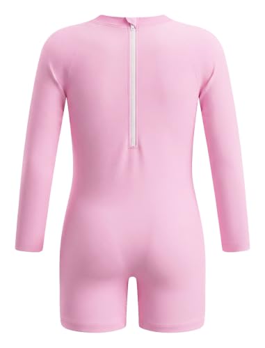 Image of ODASDO Infant Baby Girls Long Sleeve One Piece Rash Guard Swimsuit 3-24M | UPF 50+ Sun Protection | Back Zipper | Quick Drying | Full Head Neck Body Coverage | For Beach Vacation and Pool Party