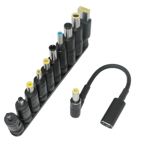 YGBWAOV Adaptador de 100 W Tipo C A Conector Universal para Portátil, Conector CC, Cable de Carga USB-C para Portátil, Cargador para Portátil, 10 Conectores