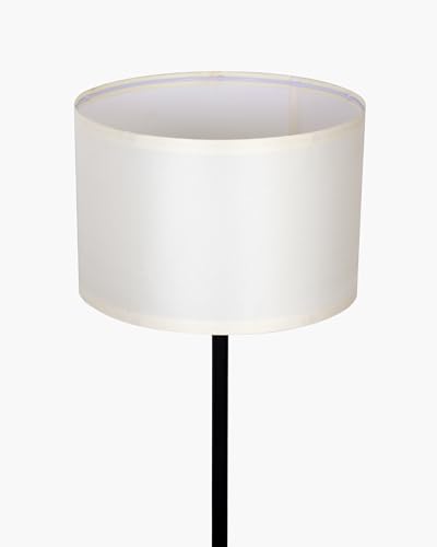 Image of Homesake Floor Lamp for Living Room, Traditional Farmhouse Boho Mid-Century Pole Lamp with Linen Lamp Shade, Standing Lamp, Floor Lamp for Living Room, Bedroom Office, Off-White