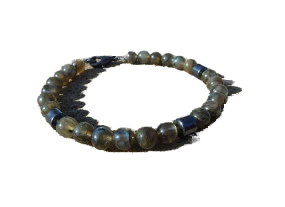 Bracelet en labradorite véritable LKBEADS perles de 8mm polies