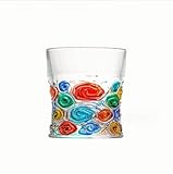 KNC Hand Painted Stained Glass Whiskey Tumblers,Lead-Free Crystal Colorful Glass Wine Glasses Old Fashioned Glasses for Drinking Bourbon, Scotch Whisky, Cocktails, Cognac - Fathers Day Gift (Astral)