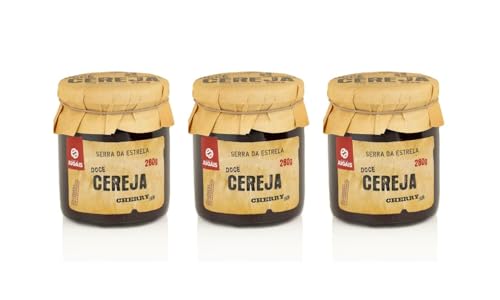 Mermelada de Cerezas - Pack de 3 Frascos de 280g - Cerezas Dulces y Jugosas - Ideal para Postres y Desayunos - Sin Aditivos Artificiales - Producto Gourmet de Origen Portugués