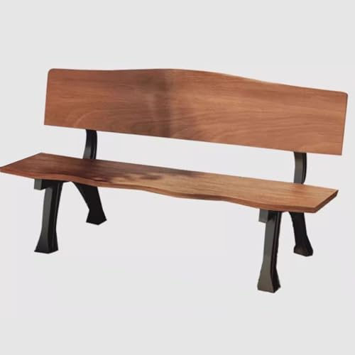 Garden Benches for Outdoors Made of Cast Aluminum Frame and Wooden Planks Patio Seating for Front Porch Park Outside Furniture Decor with Backrest