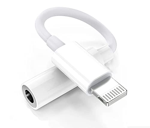 Image of 3.5mm Audio Earphones Jack Adapter | AUX Cable, Port Converter for iPhone 14, 13, 12, 11, X, XS, 8, 7, 6S, SE, iPod, iPad | Headphone & Car Stereo Connector | Whit