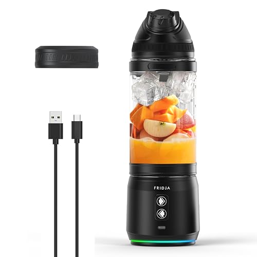 Powerful 240W Portable Blender, USB-C Rechargeable, Leakproof & Compact | 700ml BPA-Free Bottle, 6-Leaf Serrated Blades, Perfect for Smoothies, Protein Shakes, Ideal for Travel, Gym – Fridja F500