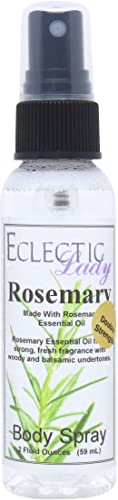 Eclectic Lady Rosemary Body Spray, Double Strength, 2 ounces, Body Mist for Women with Clean, Light & Gentle Fragrance, Cologne with Soft, Subtle Aroma For Daily Use