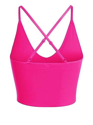Design by Olivia Women's Casual Seamless Padded Workout Sports Bra Cami Cropped Yoga Tank Top with Adjustable Straps3