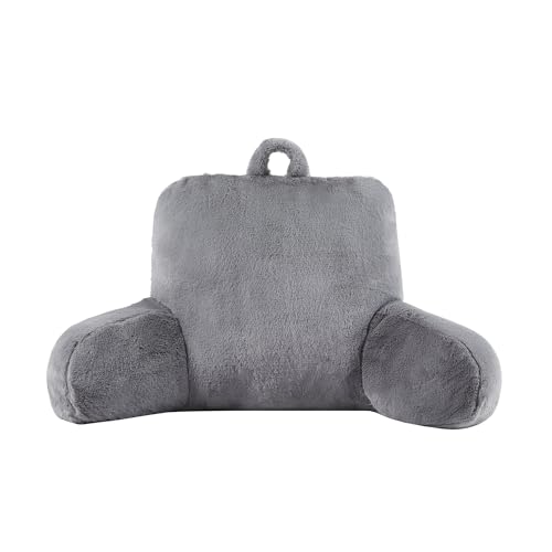 Faux Fur Plush Bedrest Pillow, Specialty Size, Gray