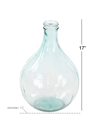 Deco 79 Recycled Glass Handmade Spanish Vase, 11" X 11" X 17", Blue #TOP2