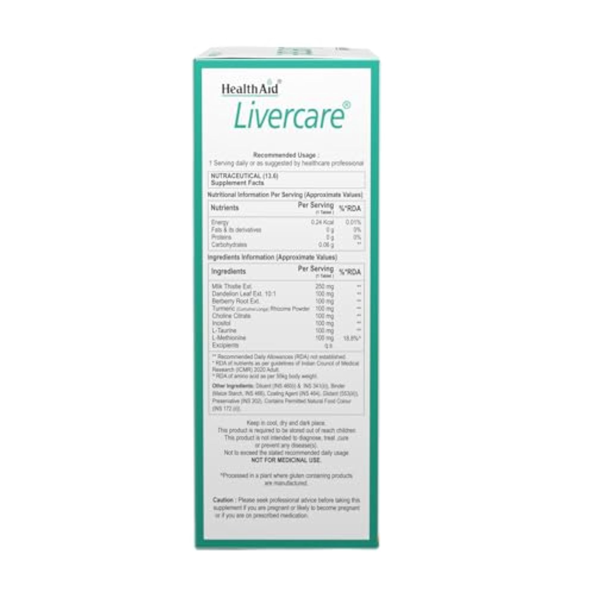 HealthAid Livercare Supplement - 60 Capsules