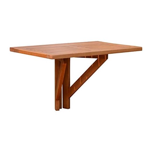 Spetebo Eukalyptus Balkontisch - 60x40 cm - Holz Klapptisch Balkon Tisch Hängetisch klappbar