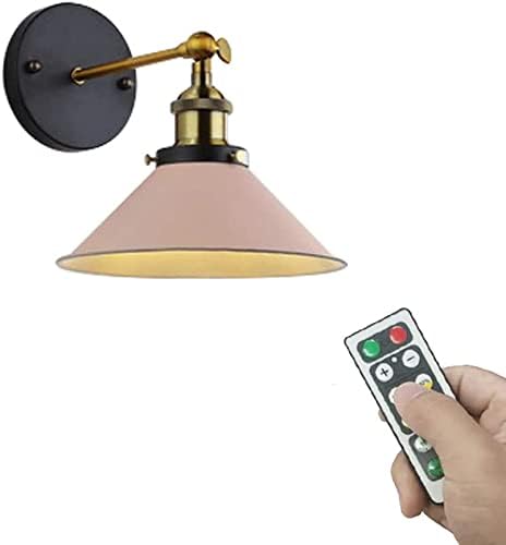 JORAsa 1-Light 100 Lumens Led Afstandsbediening Batterij Run Draadloze Lamp Roze Wandkandelaar Lichtpunt voor Slaapkamer Badkamer Muur Decor- Eenvoudige Installatie, Dimbaar, Batterij Niet Inbegrepen