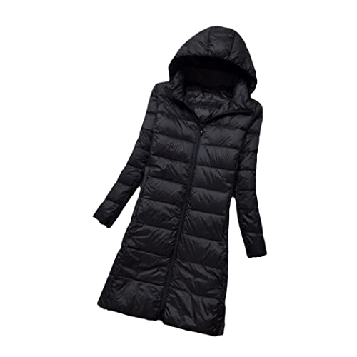Doudoune d'hiver longue contre le froid manteau coupe-vent femme noir