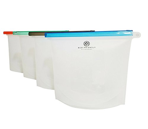 Silicone Bags Reusable Silicone Food Bag 7pcs Reusable Sandwich Bags Ziplock Bags Silicone Storage Bags Silicon Containers Plastic Conteiner Freezer Gallon Size Zip Snack Sous Vide Lunch (7-packs)