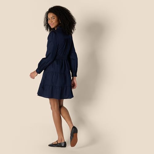 Amazon Essentials Women's Regular-Fit Cotton Sateen Tiered Shirt Dress3