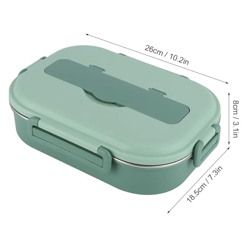 Yosoo Stainless Steel Lunch Box, 4 Grid Portable Box, Food Storage Container, Good Sealing Performance, Includes Spoons and Chopsticks (Four grid lunch box with soup bowl: green)