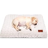 Dog Bed Crate Pad - Rosette Pattern White Velvet Pet Bed Anti-Slip Comfy Kennel Pad for Crates Rosette White S
