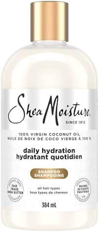 SheaMoisture 100% Virgin Coconut Oil Daily Hydration Shampoo Gently Cleanses and Rehydrates Hair, with Fair Trade Shea Butter For More Moisture 384mL