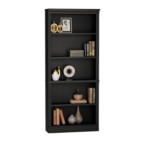 Image of Furniwell Bookcase Bookshelves, 5-Shelf Tall Bookcase 71 inch Wood Open Display Floor Bookshelf, Large Storage Organizer for Library, Bedroom, Living Room (Black)