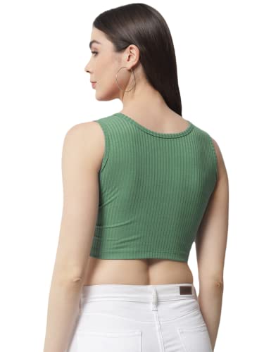Image of POPWINGS Ribbed Pastel Green Crop Top
