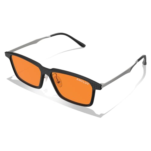 Image of ANYLUV Blue Light Glasses Men, Stylish Square Carbon Fiber Eyewear, Anti Eyestrain, Lightweight Mens Computer Gaming Glasses