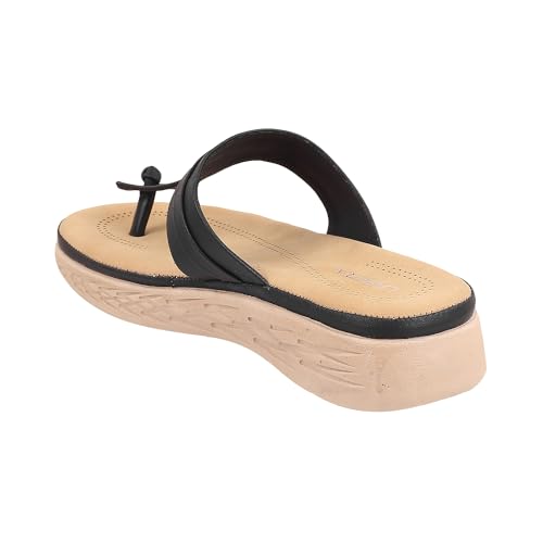 Image of Lazera Womens Ultimate Comfort Flat Casual Chappal Black