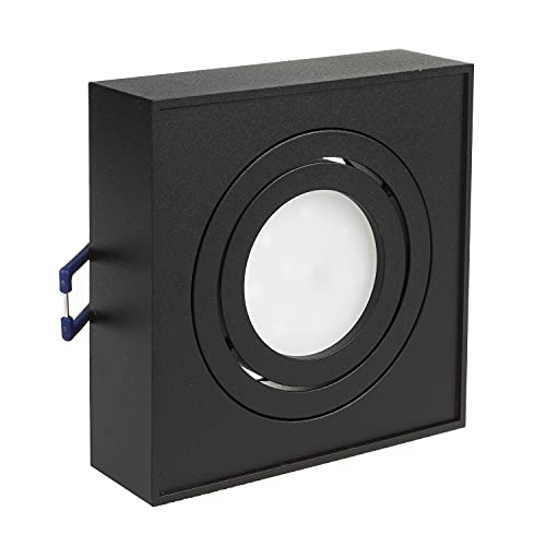 ▶ Colore nero Maclean MCE464 B Faretto da incasso Spot light per LED alogena GU10 (Faretto quadrato- senza lamp., Nero)