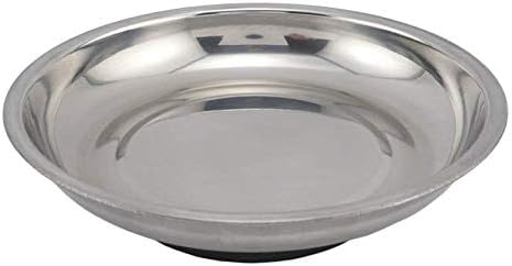 Edward Tools Round 6” Magnetic Tray - Magnetic Parts Tray for Screws, Nut, Bolts, Small Tools - Great for Mechanics, DIY - Heavy Duty Stainless Steel - Extra Strength Magnet